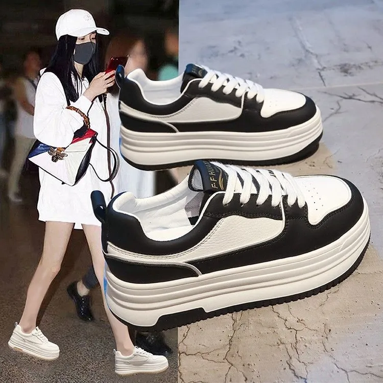 熊猫小白鞋女夏2024年春季新款韩版厚底洋气休闲松糕运动百搭女鞋