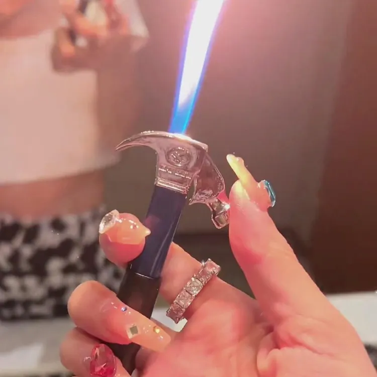 (百变火机）迷你锤子模型明火可充气打火机迷你个性创意新奇特