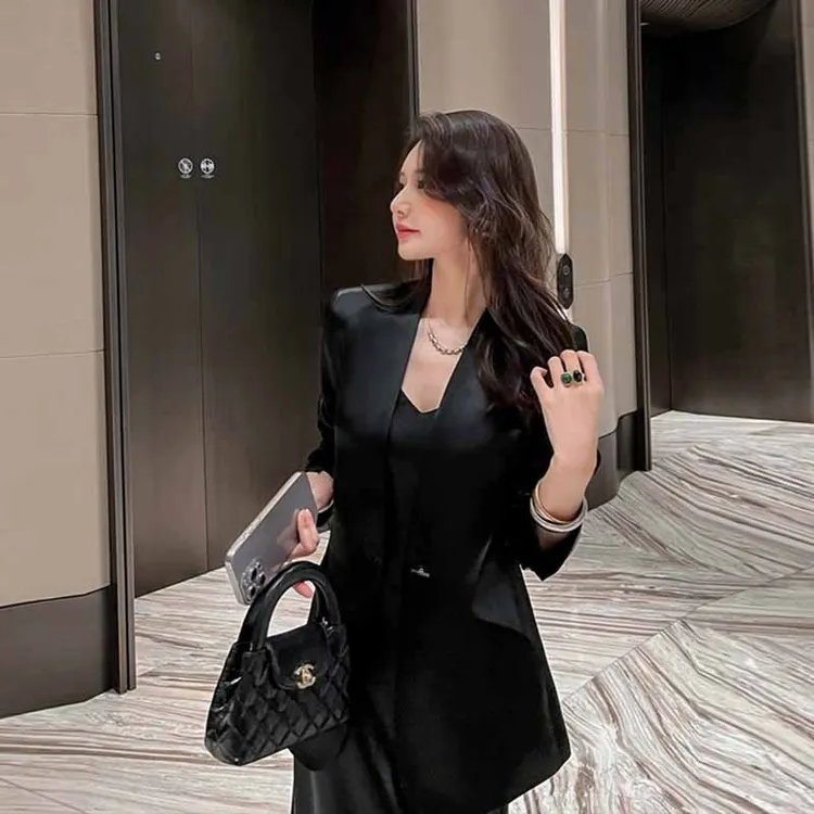 【栖谷】2024新款三醋酸金属扣长袖西装轻奢职业通勤女装高级外套女