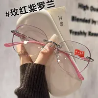 时尚新款无框切边防蓝光显年轻高档正品优雅轻巧女士高清老花眼镜