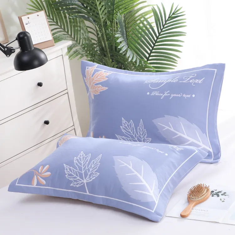 纯棉纱布枕套一对装加厚40*60枕头套柔软单人枕芯套高档透气吸汗