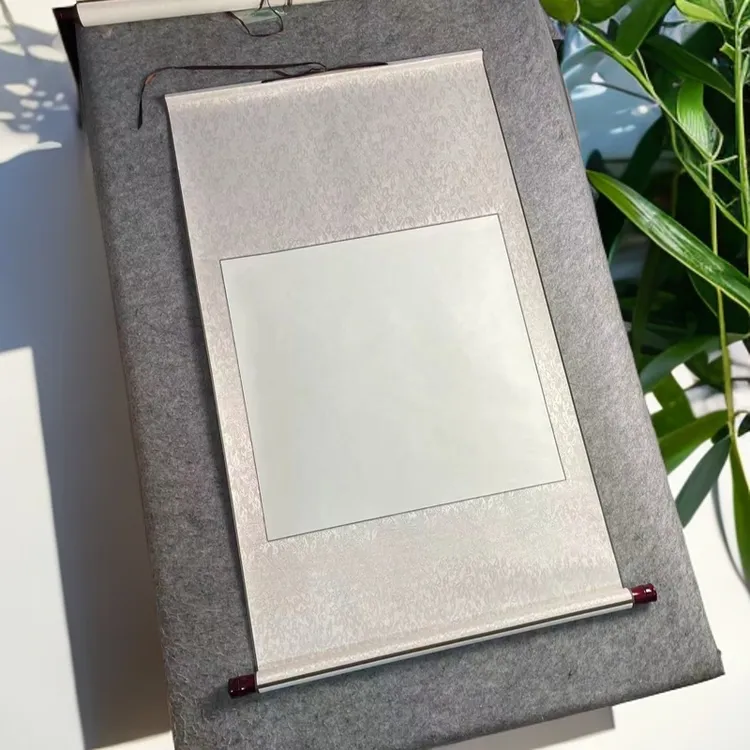 空白斗方挂轴 【拍一发五】加厚绫布装裱斗方书画挂轴 生宣空白斗方