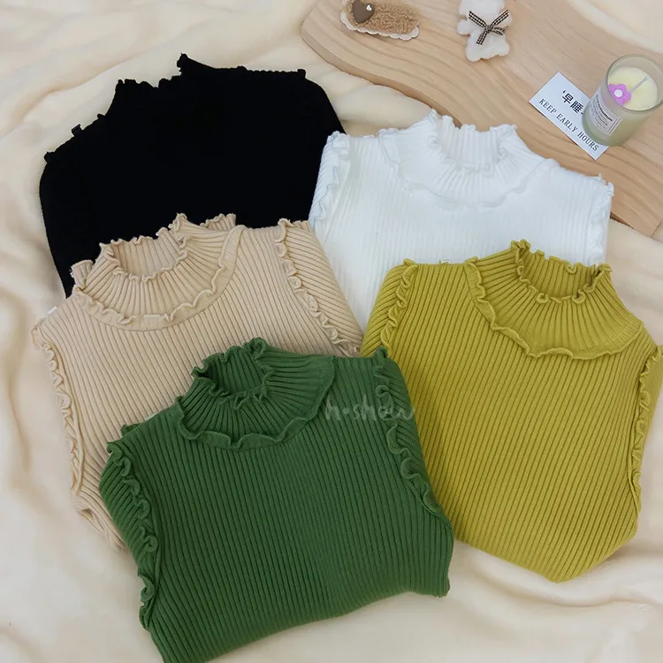 韩版女童长袖洋气针织打底衫秋冬新款百搭线衫中大童简约儿童毛衣