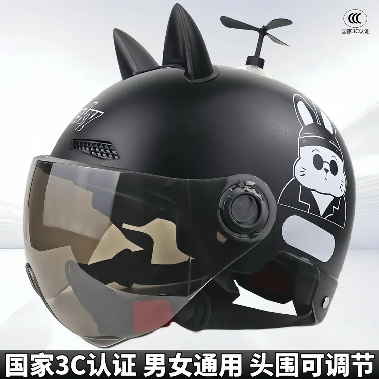 3C认证电动摩托车头盔男女士卡通半盔夏季防晒骑行安全帽四季通用
