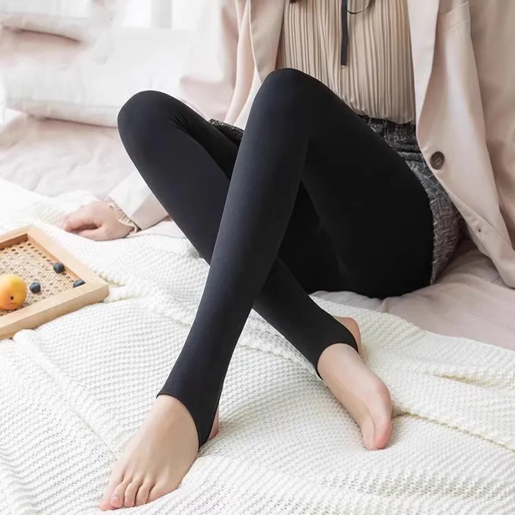 鄂尔多斯市产羊绒一体棉裤女外穿加绒加厚高腰显瘦冬季保暖打底裤