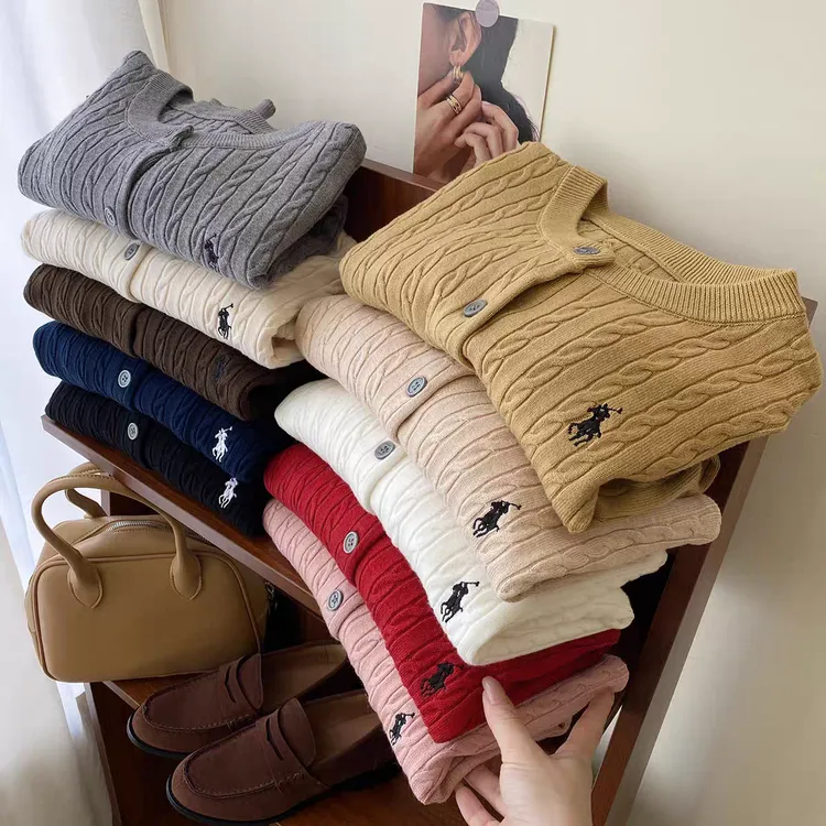 【现货】藏青色春秋百搭宽松秋冬长袖针织衫外穿洋气软糯麻花毛衣女