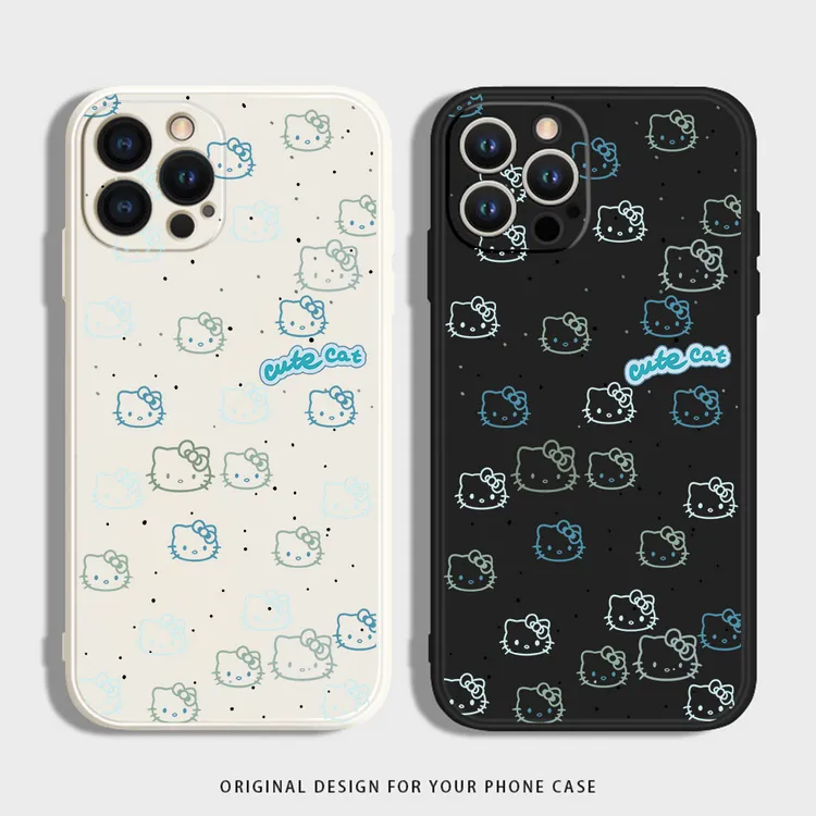 满屏蓝凯蒂猫适用苹果手机壳硅胶华为荣耀VIVO小米软红米OPPO一加