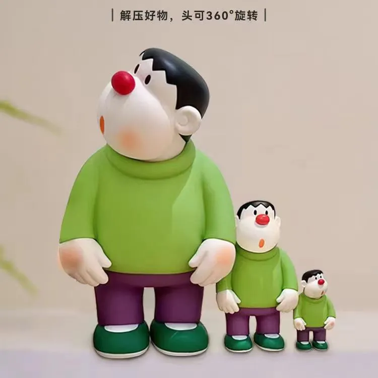 网红歪头呆萌胖虎手办大摆件可动胖虎手办桌面可爱摆件手办