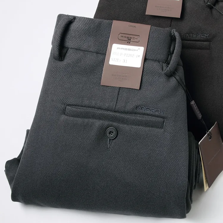 高端磨毛呢保暖休闲裤男秋冬厚款质感松紧腰直筒宽松男士商务长裤