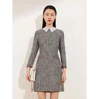 【格一专属】dunnu敦奴小翻领修身连衣裙DQ150106