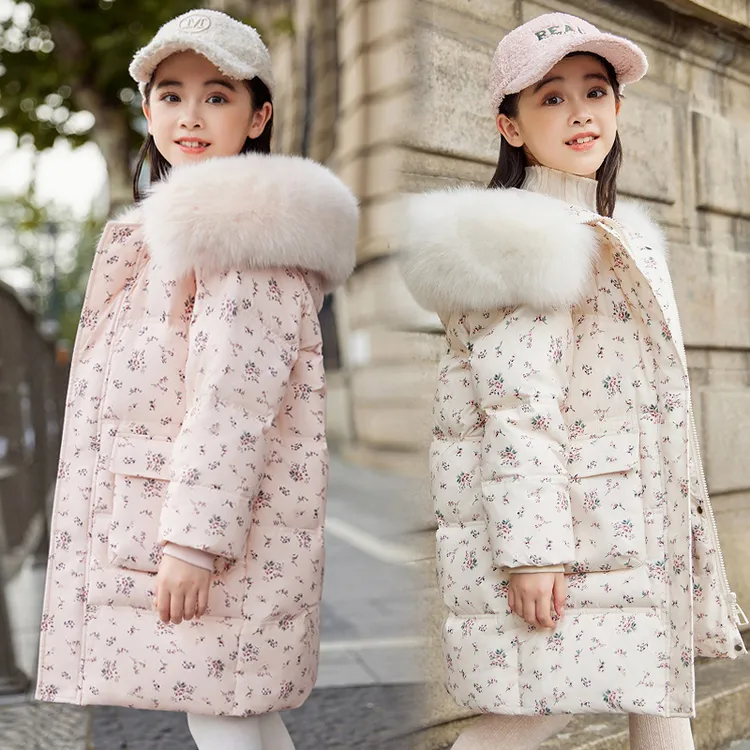 中长款过膝保暖儿童羽绒服女童加厚洋气2024新款中大童装冬季外套