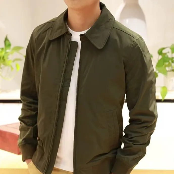 商务休闲行政男士夹克翻领百搭外衣春秋季风衣夹克外套行政夹克