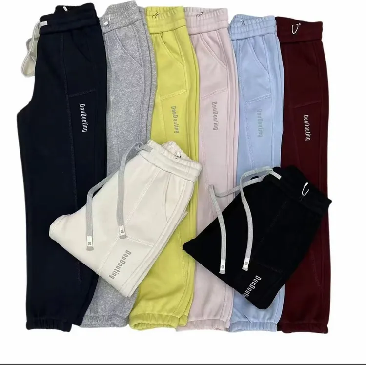 2024秋冬新款加厚宽松束脚休闲运动卫裤纯色松紧腰百搭显瘦束脚裤