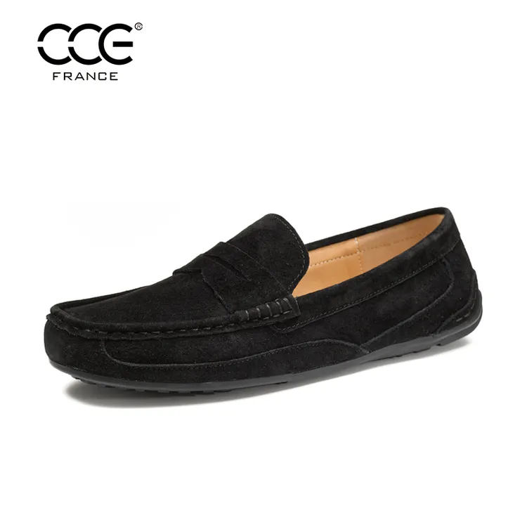 CCE真皮豆豆鞋男女鞋复古一脚蹬懒人鞋透气情侣款大码开车鞋2825