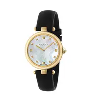 【简单专属】GUCCI古驰Diamantissima黑金皮革石英32表盘YA141404