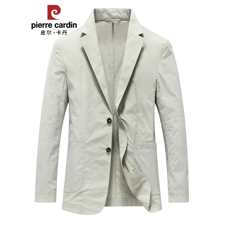 皮尔卡丹秋季新款休闲西服高档棉质单西弹力单层小西装薄款外套男