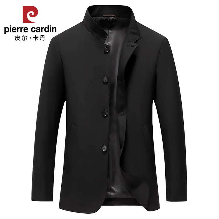 皮尔卡丹中山装外套男士中华中年西服商务行政礼服爸爸装雅丹风
