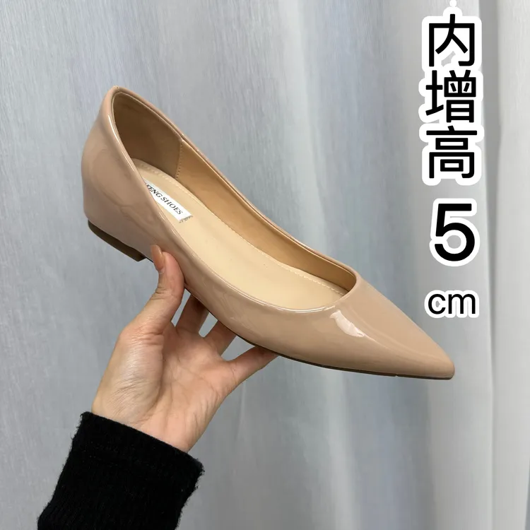 YIFENGSHOES增高5公分法式性感尖头平底鞋女款通勤露趾缝浅口单鞋