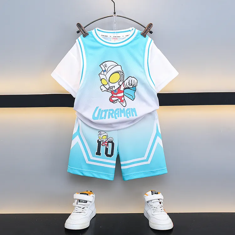 奥特曼衣服新款爆款童装套装宝宝夏季短袖衣服洋气儿童潮款篮球服
