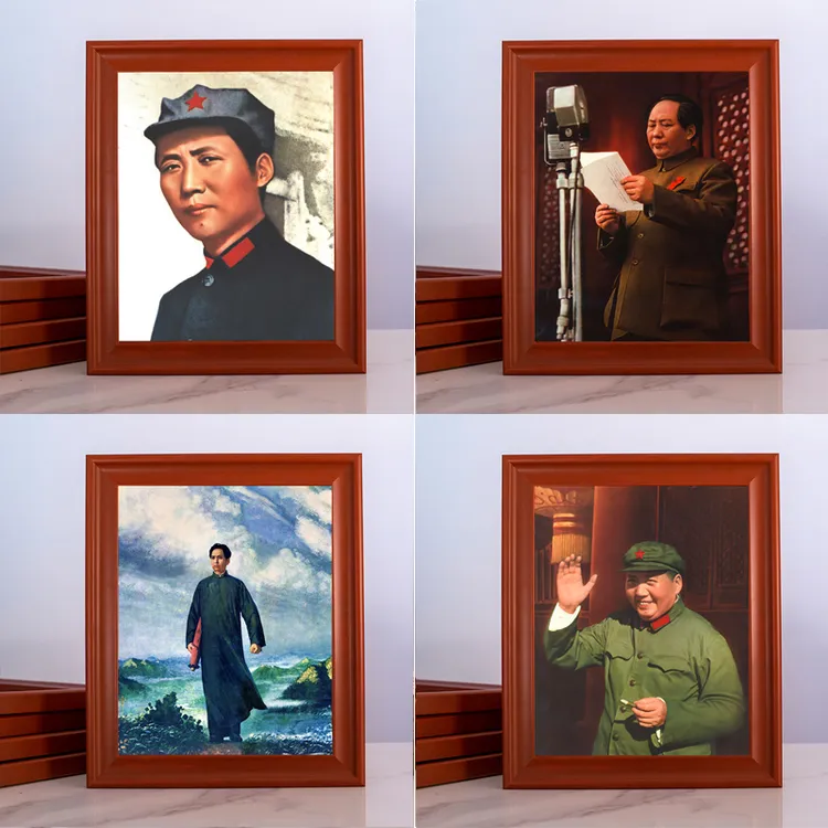 伟人画像摆台实木框家居高档客厅办公室装饰挂画摆件复古照片墙