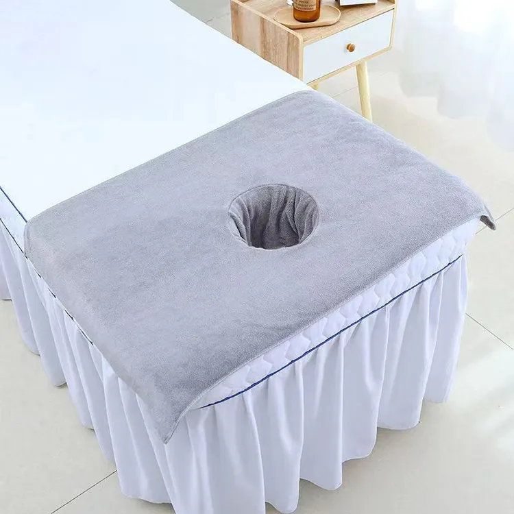 美容院开洞浴巾带洞大毛巾铺床柔软吸水推拿理疗床单加厚速干足疗