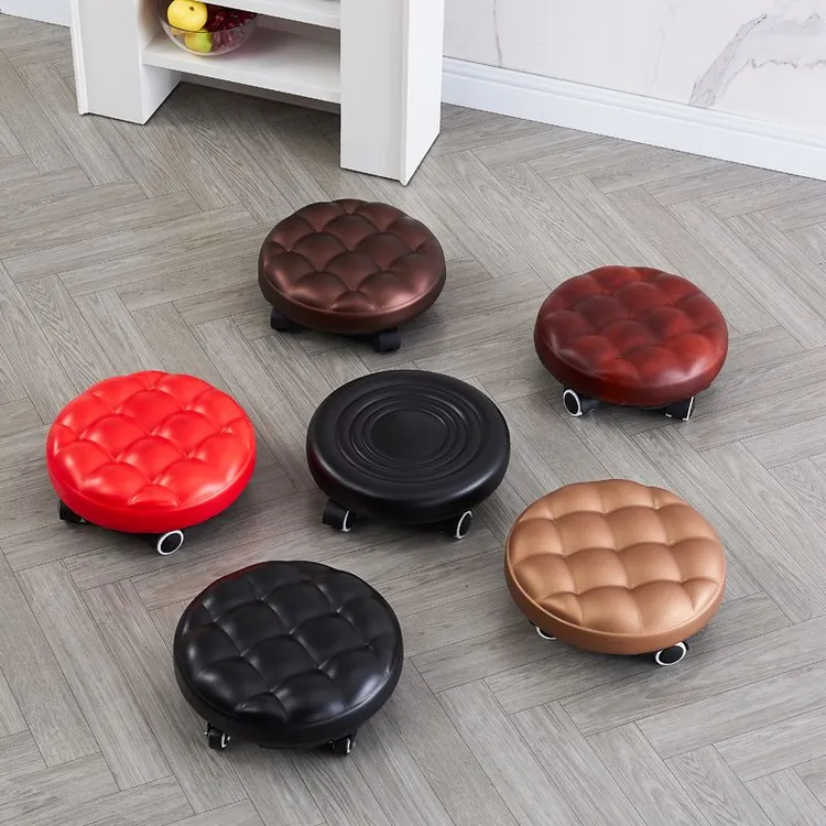 家用滑轮矮凳客厅擦地美缝旋转移动简约带轮小凳子修脚带娃学步凳