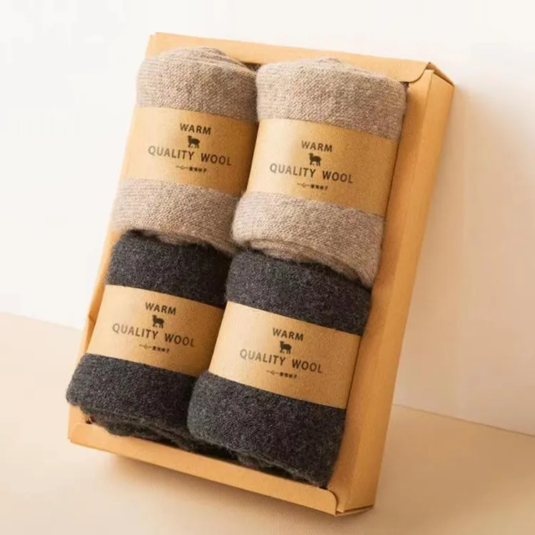 【36.4%羊毛】礼盒装加厚羊毛袜加绒毛圈保暖抗寒中筒毛巾袜男女冬