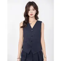 AMASS/阿玛施 春夏新款时尚复古气质休闲纯色西装马甲女士5400870