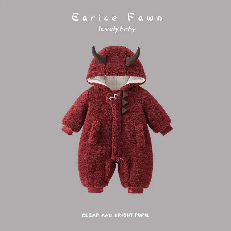 YM婴儿衣服宝宝可爱连体衣满月百天棉衣加棉加厚外出衣服满月爬服