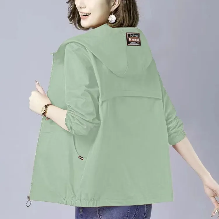 鑫奇语2025新款大码外套女长袖连帽宽松洋气春秋女士百搭休闲夹克