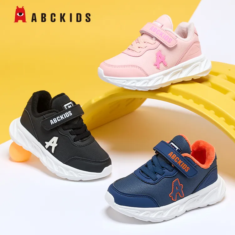 Abckids童鞋2025冬季新款加绒加厚棉鞋男女童百搭防水休闲运动鞋