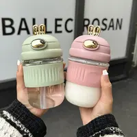 可爱兔耳玻璃杯女家用高颜值水杯带吸管创意冷饮杯ins风便携水杯
