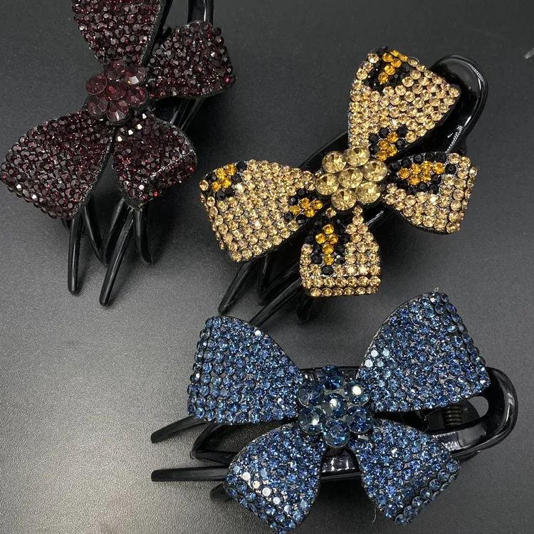 夏季韩系气质抓夹简约百搭高级满钻豹纹蝴蝶结鲨鱼发夹后脑勺通勤