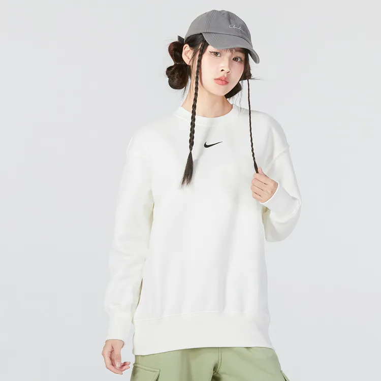 Nike耐克女装卫衣保暖加绒白色运动服上衣针织套头衫DQ5734-133