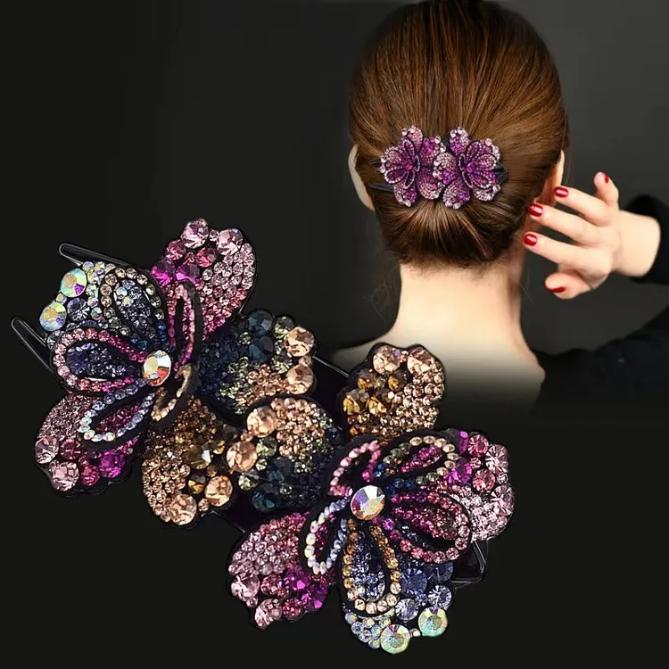 诗泊雅夹子头饰双花鸭嘴夹