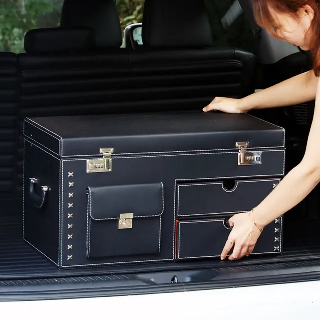 高档密码锁收纳箱汽车后备箱储物箱置物箱整理箱多功能汽车收纳箱商品图