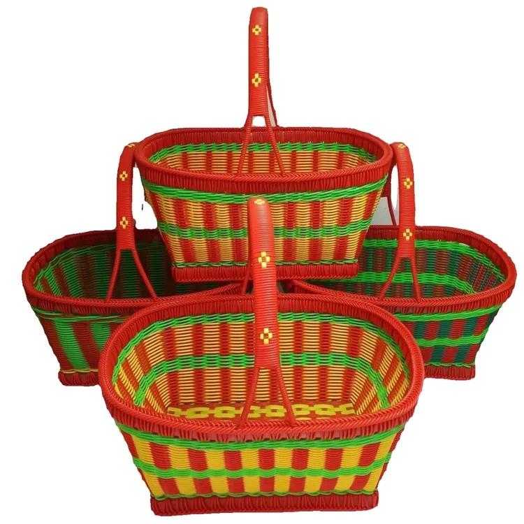 藤条编织长方形手提篮纯手工工艺品多款式