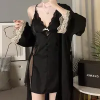 性感睡衣女码冰丝网红风性感结吊带春夏季睡裙高级感套装