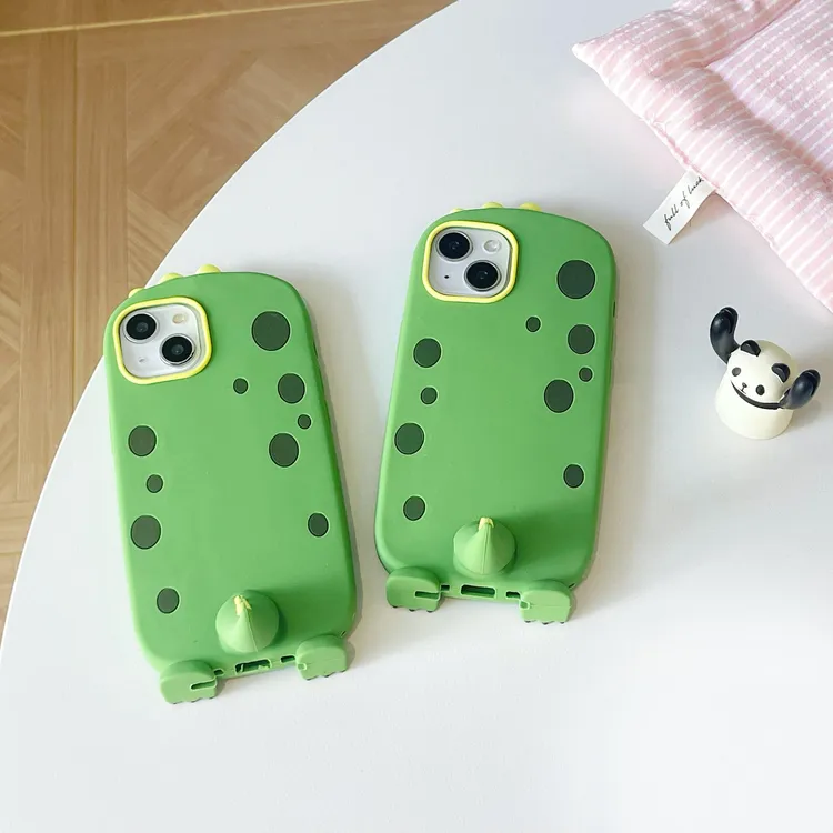 (适用苹果)背影站立恐龙可爱卡通适用iPhone16女款立体硅胶手机壳