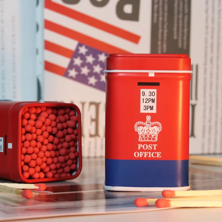 加长火柴红色点烟斗雪茄专用铁盒装安全火柴65MM香薰蜡烛专用火柴