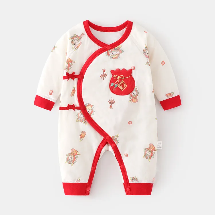 春秋冬季新生儿棉哈衣婴儿保暖衣服初生儿宝宝夹棉连体衣棉绑带服