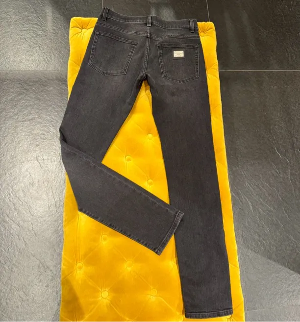 全新未使用D…G黑灰色字母银标修身牛仔男牛仔裤子时尚/二周回国