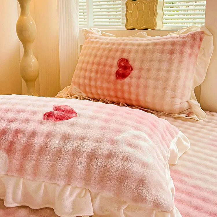 加厚泡泡牛奶绒枕套一对装秋冬季家用枕头套单只人枕芯内胆罩保暖