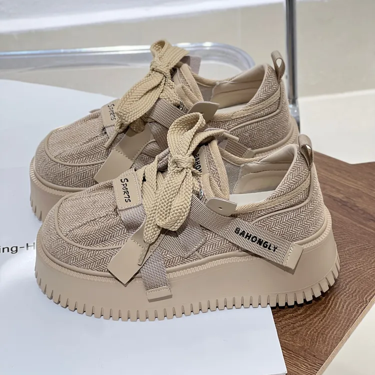 6厘米厚底松糕单鞋女2024秋季新款轻便增高休闲女鞋百搭老爹鞋女