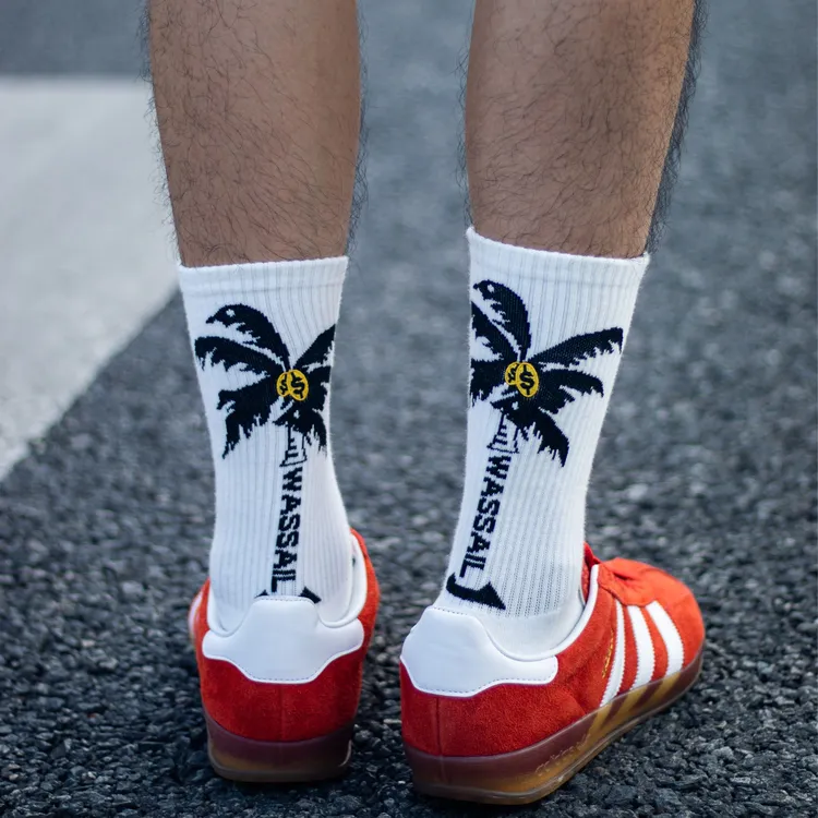 wassail原创椰树复古cityboy运动袜潮袜中长筒毛巾底棉袜运动中筒