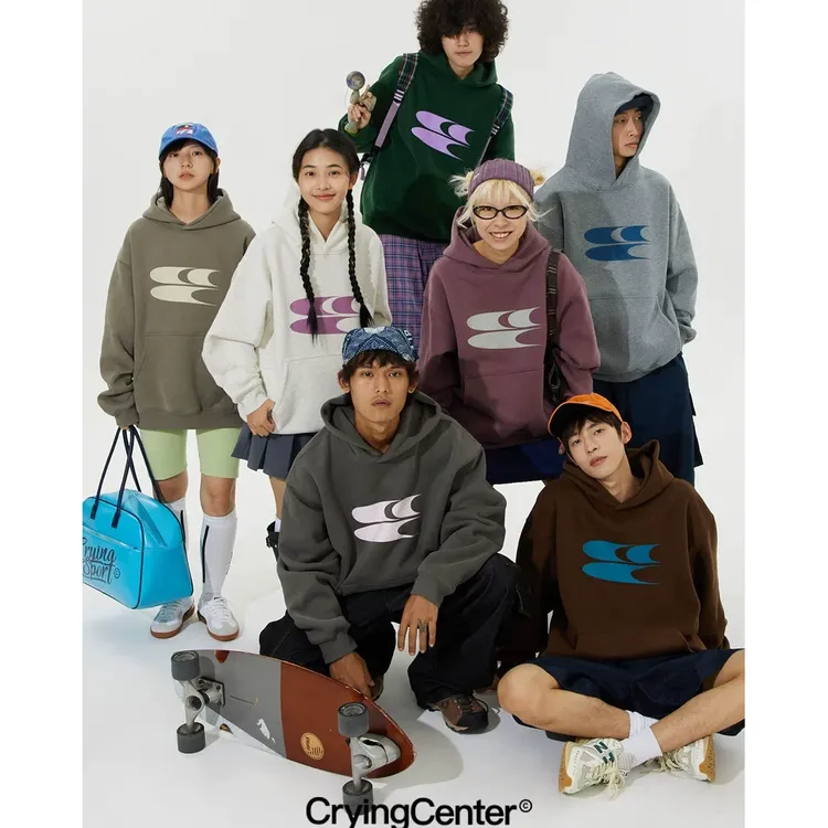 Cryingcenter基础logo印花加绒厚连帽多色卫衣 情侣