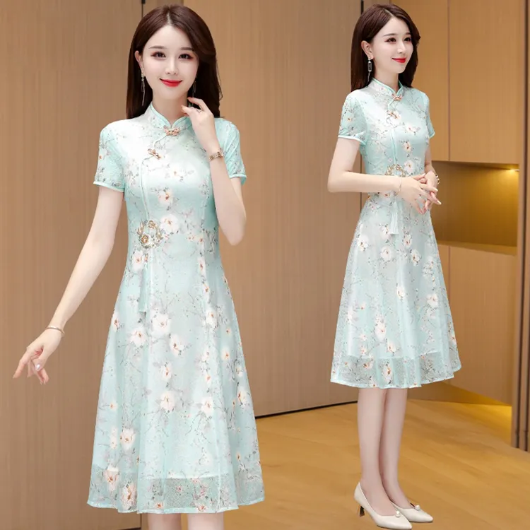 新中式国风改良旗袍女夏2025新款年轻款高端品牌小个妈妈连衣裙子