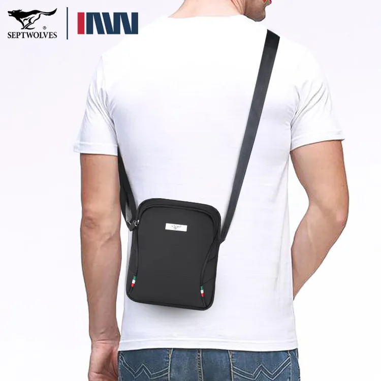 七匹狼男士斜挎包休闲背包便携小包包男款单肩挎包男包户外挂包