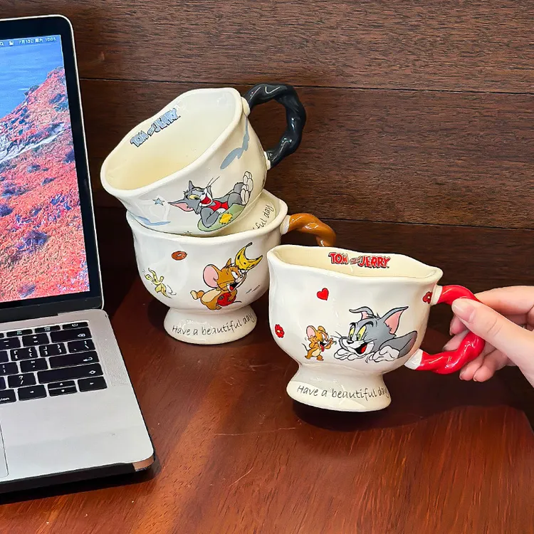 猫和老鼠杯子女新款2024陶瓷马克杯情侣水杯办公室七夕礼物咖啡杯