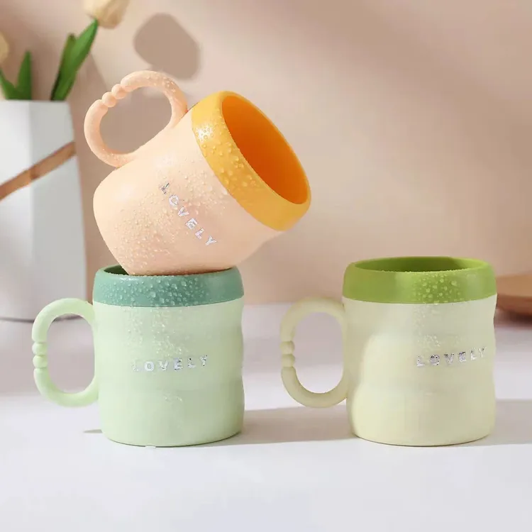 吉祥草家用加厚双层漱口杯马卡龙配色牙刷杯防摔耐用学生宿舍牙杯